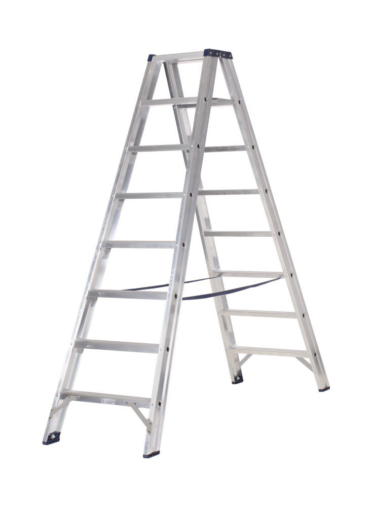 Premium trapladder dubbel / 8 treden, brut