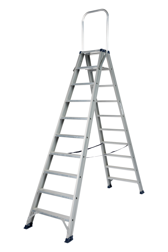 Hercules trapladder dubbel / 10 treden ano, vaste beugel