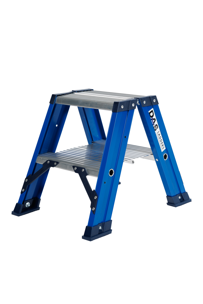 Hercules trapladder dubbel / 2 treden, blauw