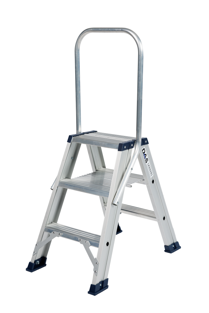 Hercules trapladder dubbel / 3 treden, ano, vaste beugel