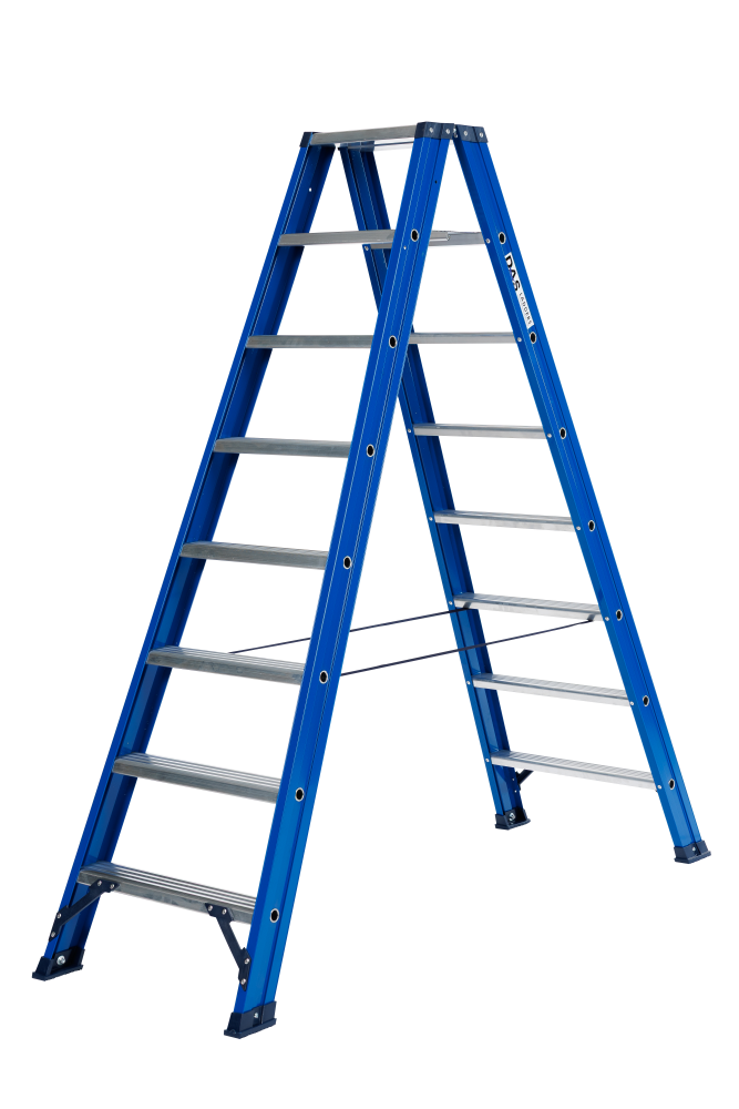 Hercules trapladder dubbel / 8 treden, blauw
