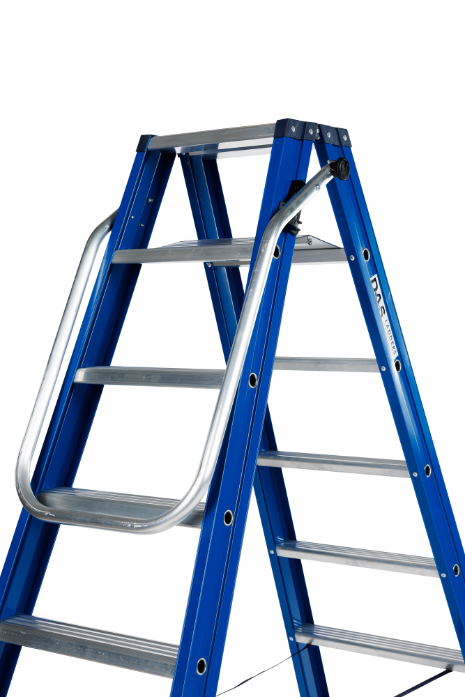 Hercules trapladder dubbel / 5 treden, blauw, klapbeugel