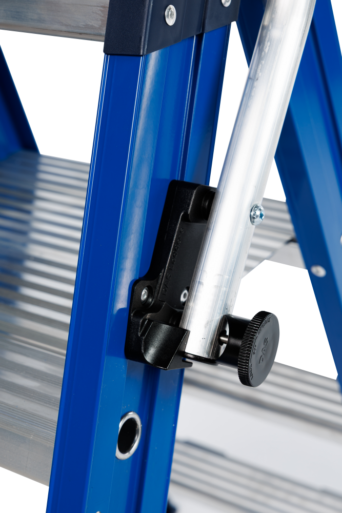 Hercules trapladder dubbel / 5 treden, blauw, klapbeugel