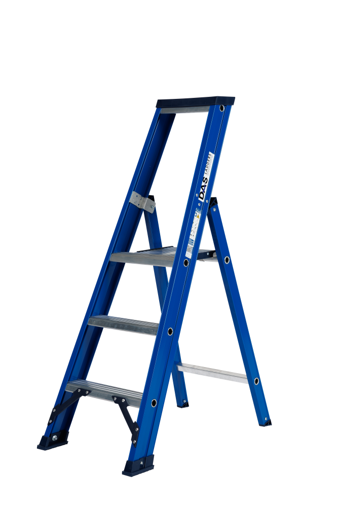 Hercules trapladder enkel / 3 treden, blauw