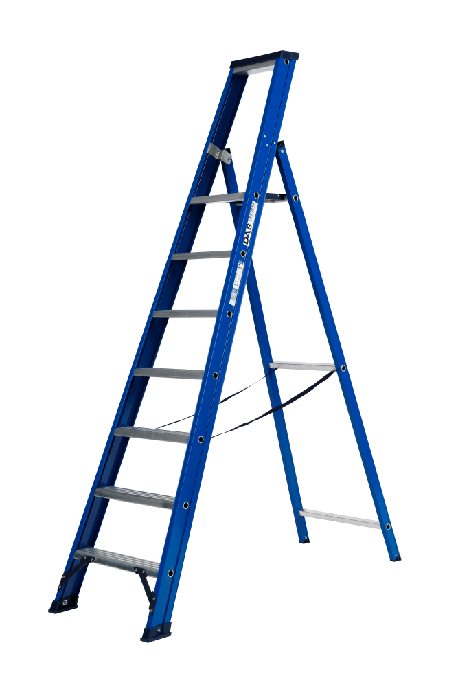 Hercules trapladder enkel / 7 treden, blauw